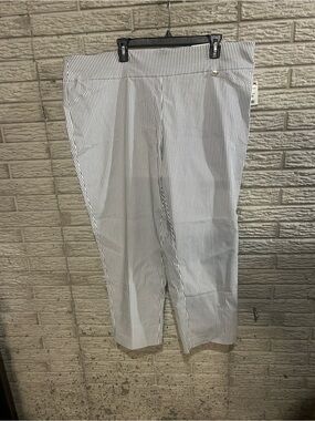 NEW Anne Klein Slim Ankle Pants Women 3X Black White Striped Pull On Stretch